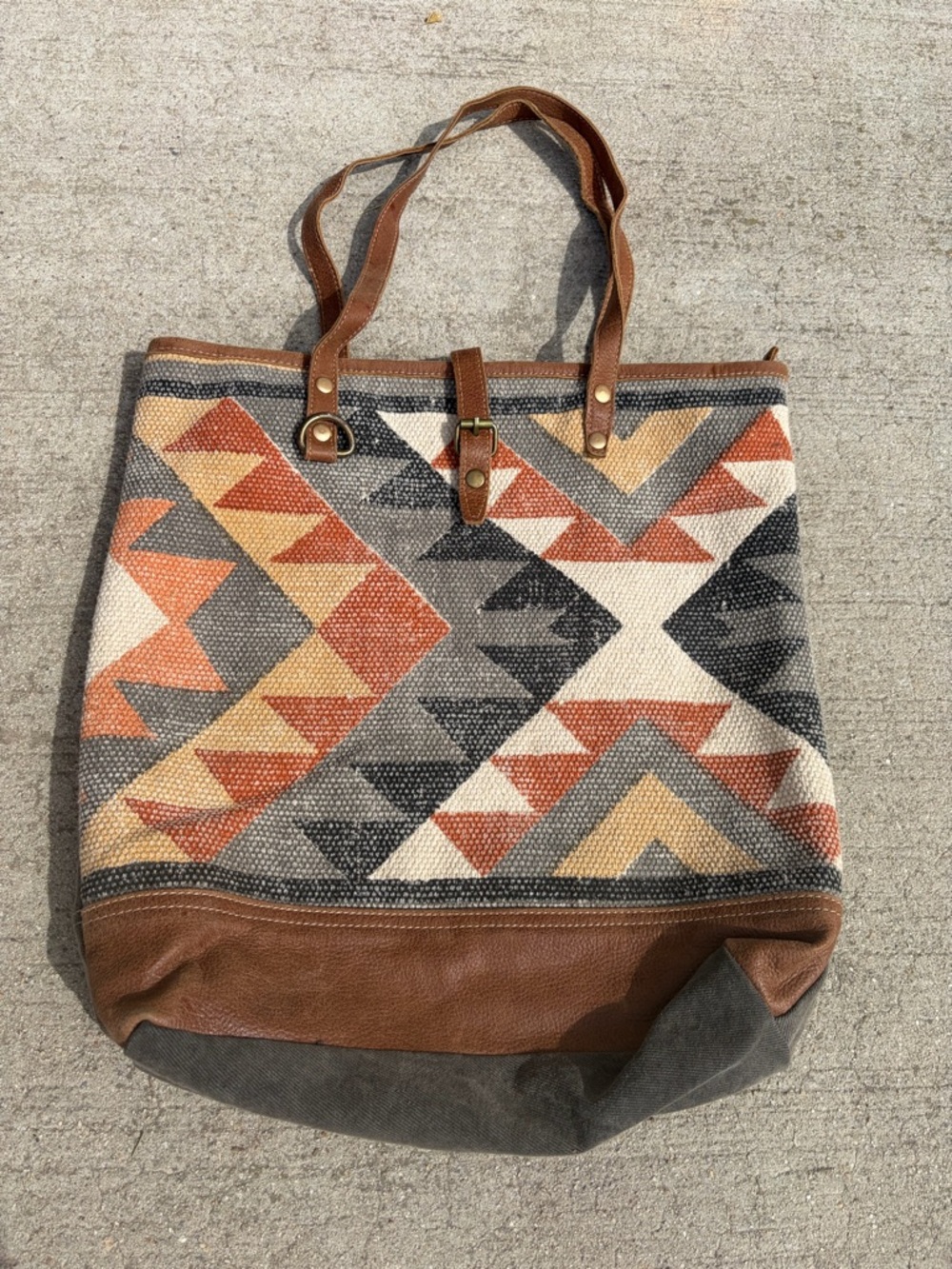 Myra Bag Aztec Woven Tote in Cream, Rust, Gray, Brown